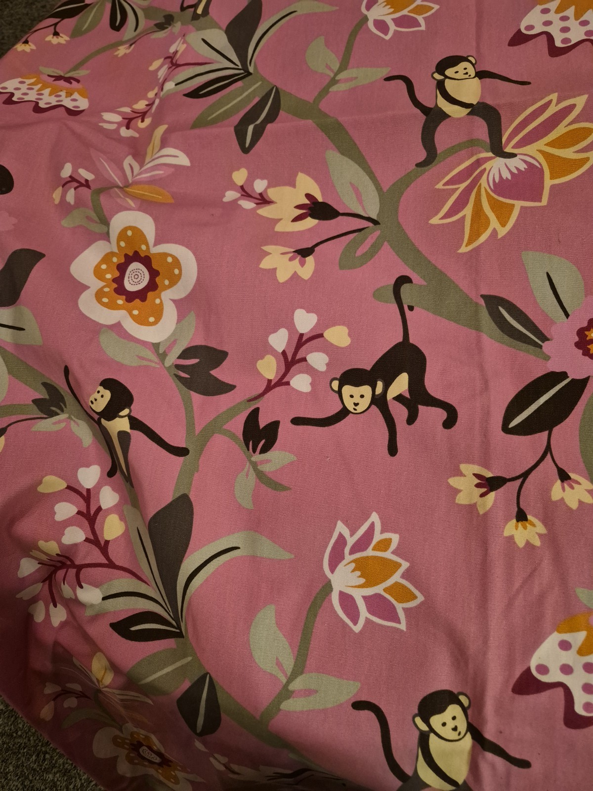 Pottery Barn Kids Pink Curtains Set Of 2 Monkey Floral Print 50×84