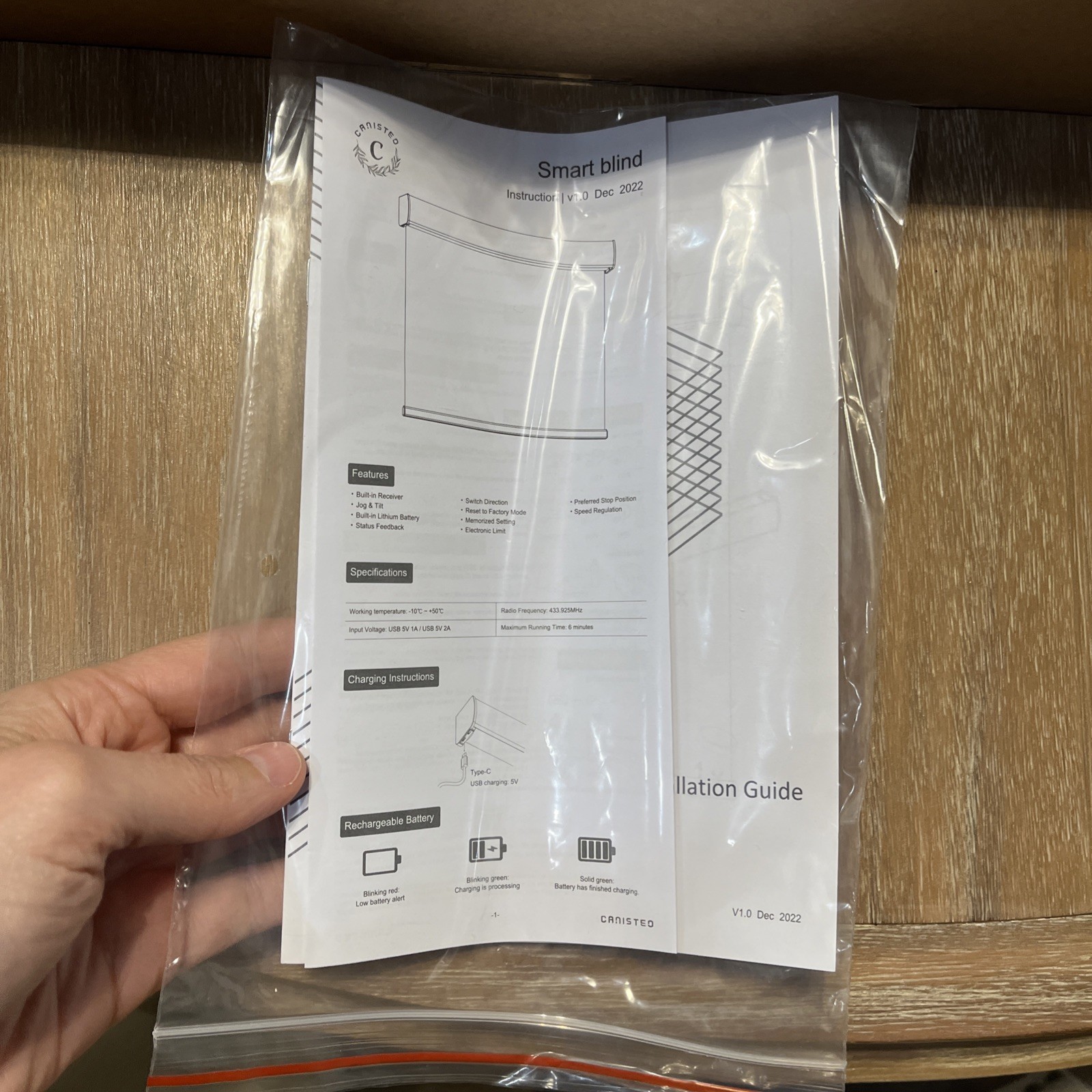 New Canisteo Smart Motorized blinds With Remote 100% Blackout, Grey, 20”W X 72″H