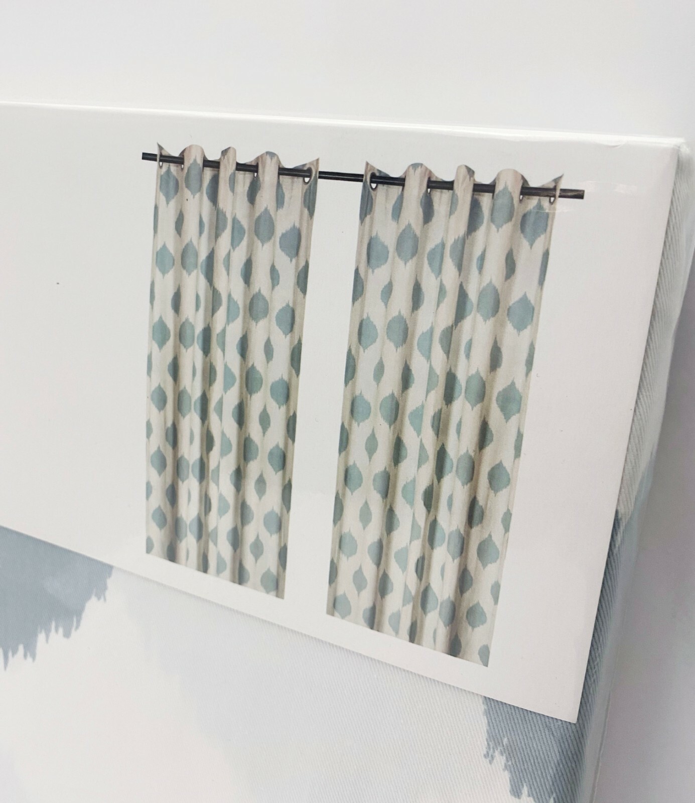 Ikea ANTENNMAL Curtains 2 Panels (1 pair) 57″ x 98″ Geometric White/Blue NEW