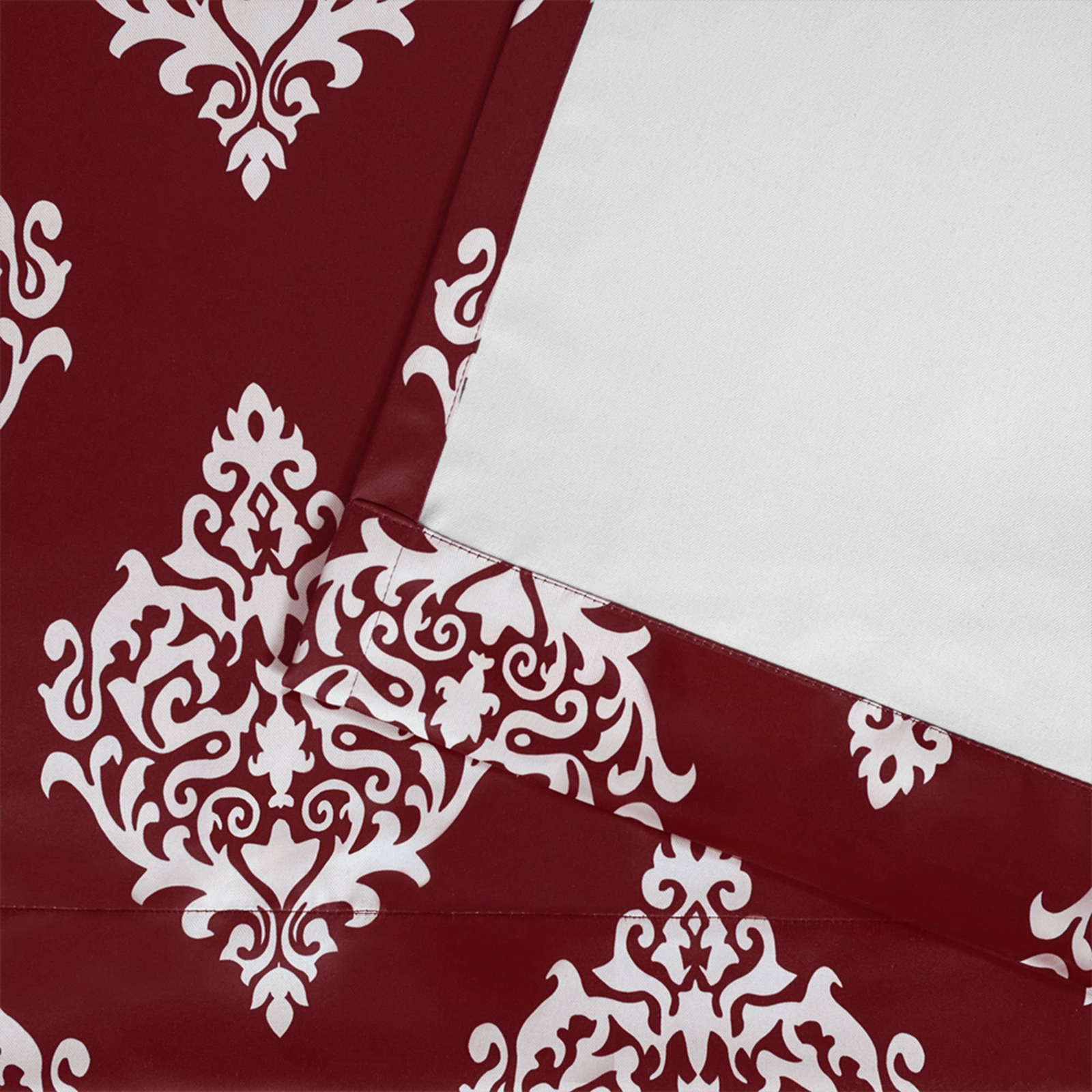 Set 2 Burgundy White Medallion Curtains Panels Drapes 63 84 96 108 in L Grommet