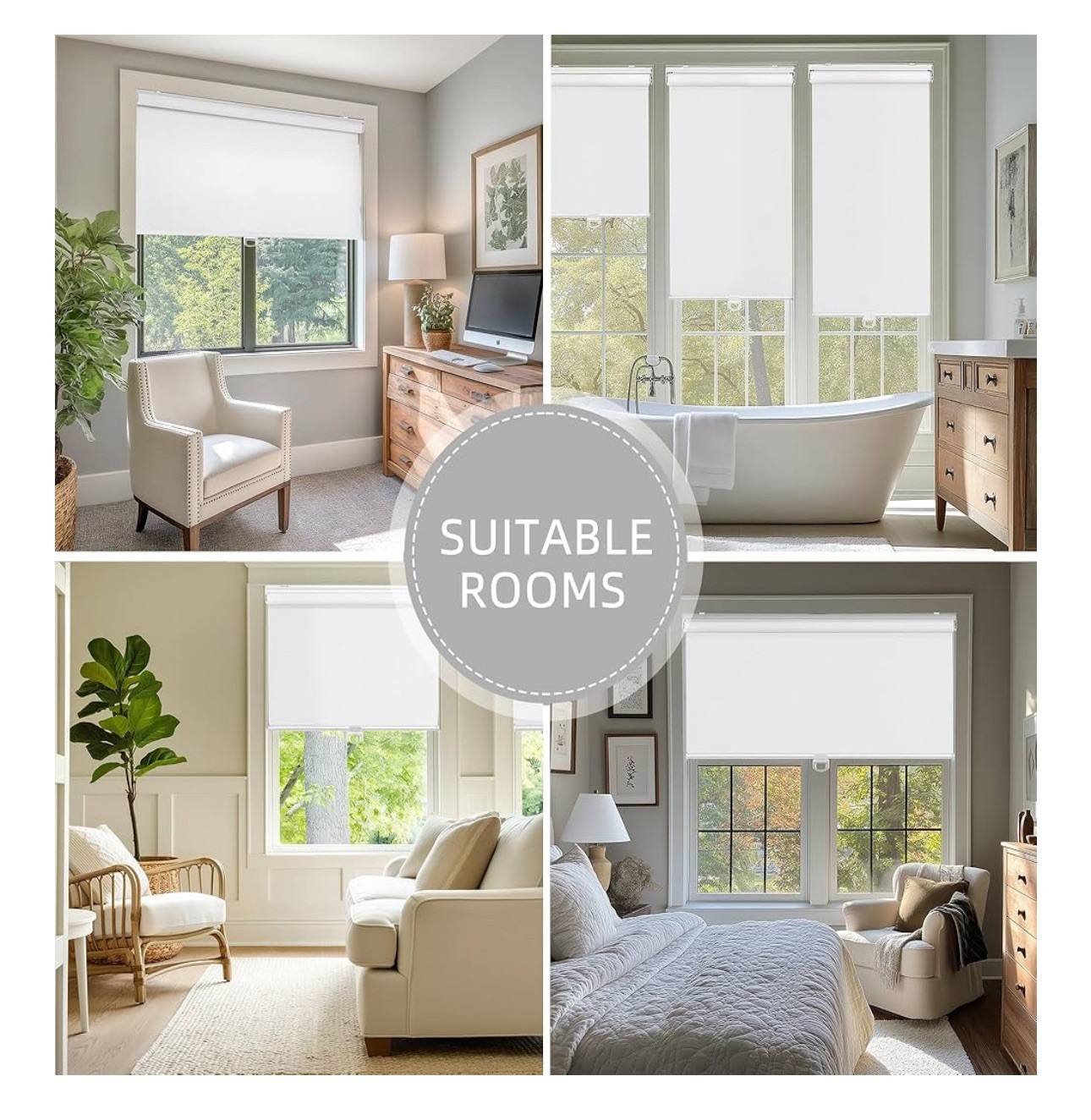 ChrisDowa Corded 100% Blackout Roller Shades Grey 70×72 Thermal Insulated