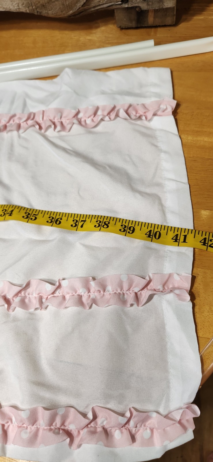 White Valance Sweet Pink Polka Dot Ruffle Tiers Essential Home Table Runner