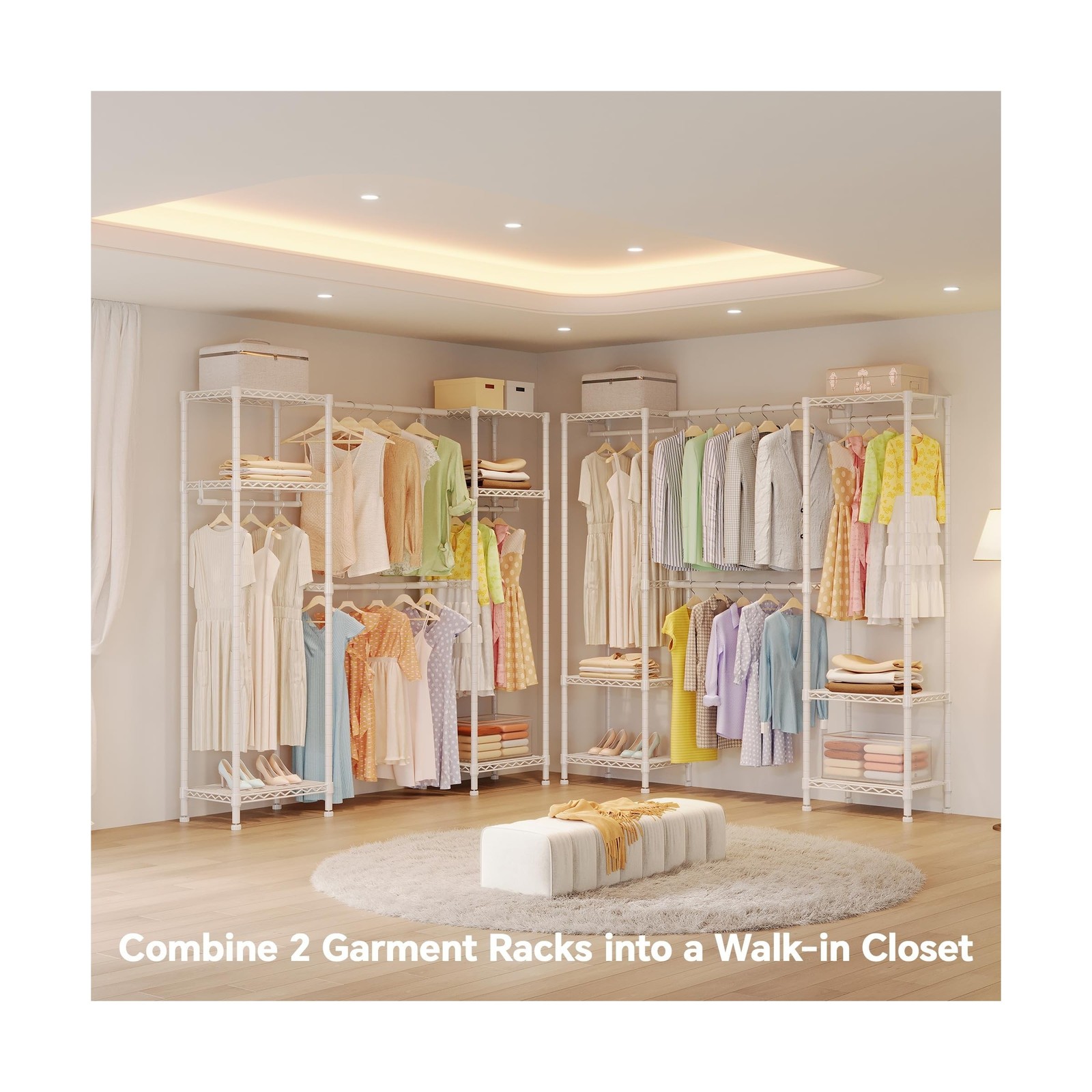 H10 Expandable Clothes Rack Clothing Rack for Hanging Clothes, Heavy Duty Gar…