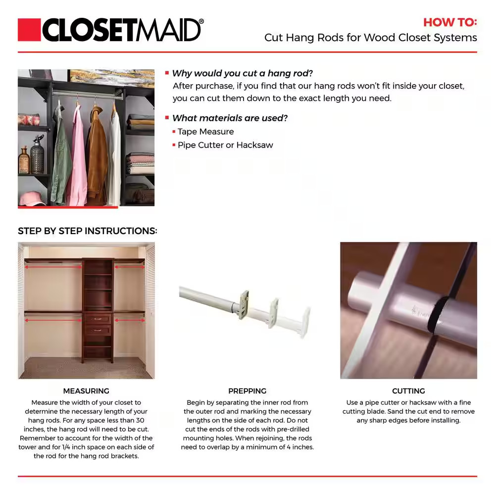 Impressions 30 In. – 48 In. Satin Nickel Adjustable Teardrop Closet Rod