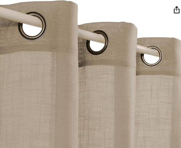 VOILBIRD Palma Linen Curtains 52×96 Khaki Pair 2 Panels