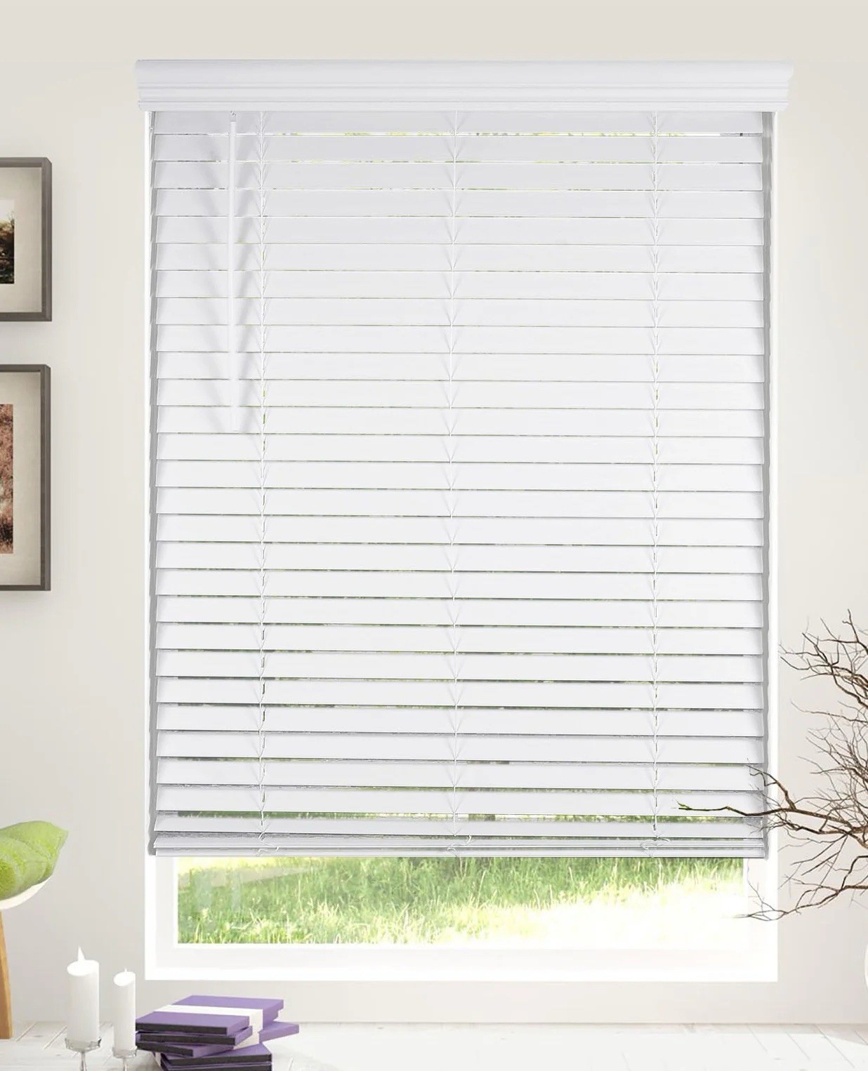 Calyx Faux Wood Cordless Smart lift Room Darkening Blinds White 34.5″ W x 48″ H