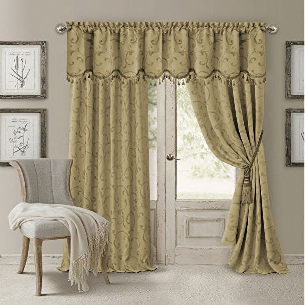 Elrene Gold Blackout Rod Pocket Valance 52″x19″ Jacquard Woven 1 Panel