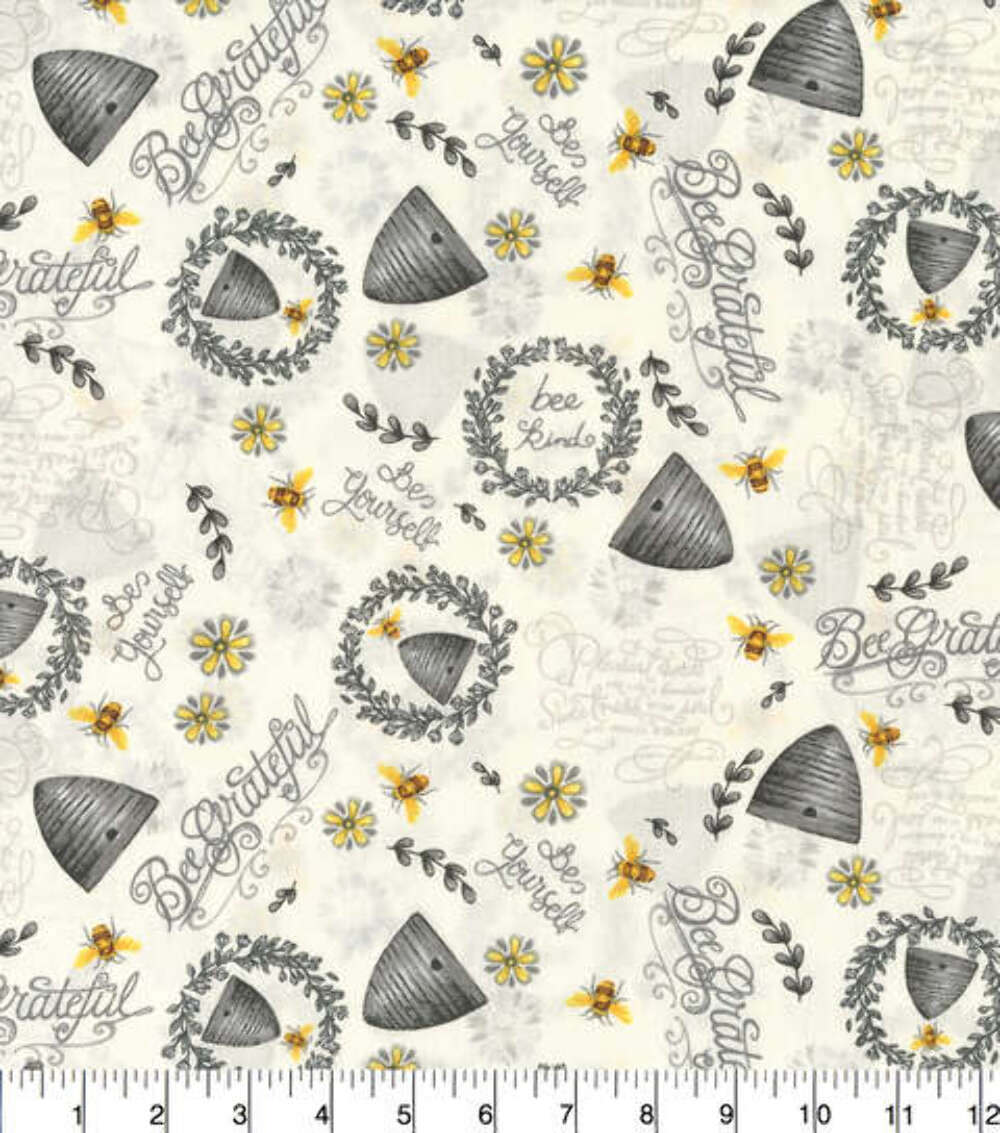 Handmade Valance or Curtain Panel Bee Hives And Sunflowers White