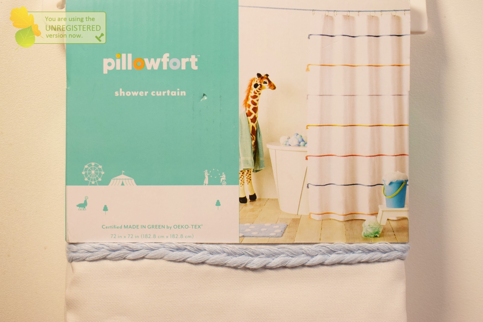 Pillowfort Multi Striped with Tassels Kids’ 72″ Shower Curtain (Dirt Mark)*