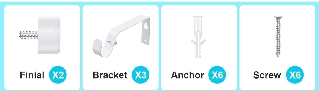 Adjustable White Curtain Rod Set, 32-90 In” And 1 In” Thick. NEW (Just One)