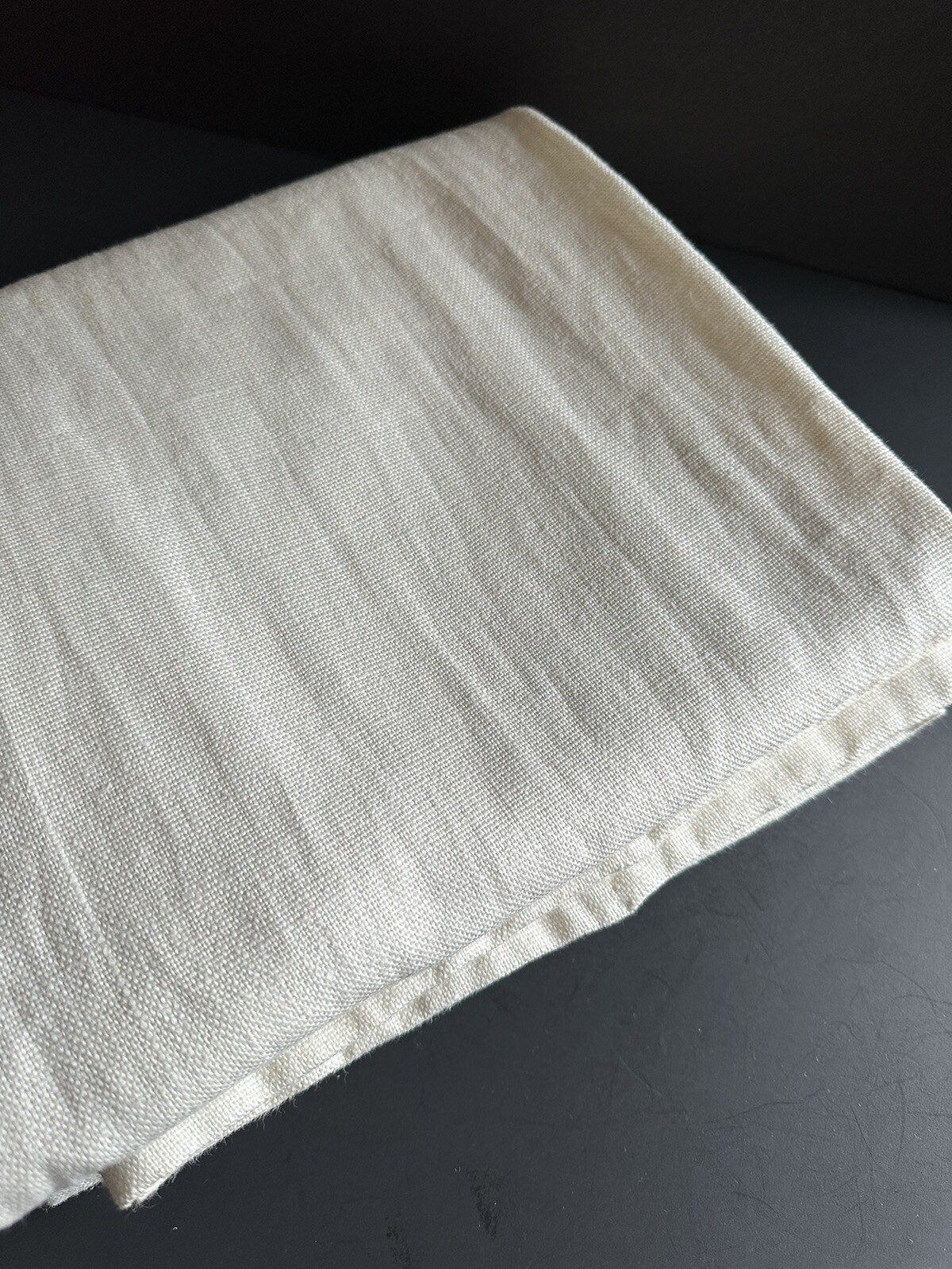 Single Restoration Hardware Belgian Textured Linen Curtain 96×48 White Lined