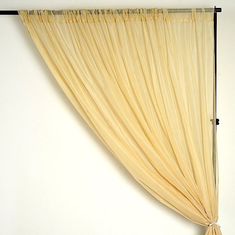 Champagne 10 x 10 ft Voile BACKDROP CURTAINS 2 Panels 5×10 ft Party Decorations