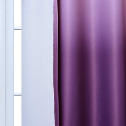 Light Blocking Gradient Color 52″W x 84″L (Pack of 2) Purple and Greyish White