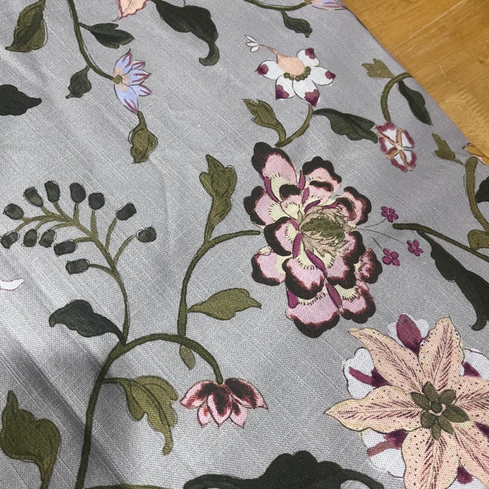 Anthropologie Hattie Floral Curtain (2) Panels Blue Pink 50×96 Lined Botanical