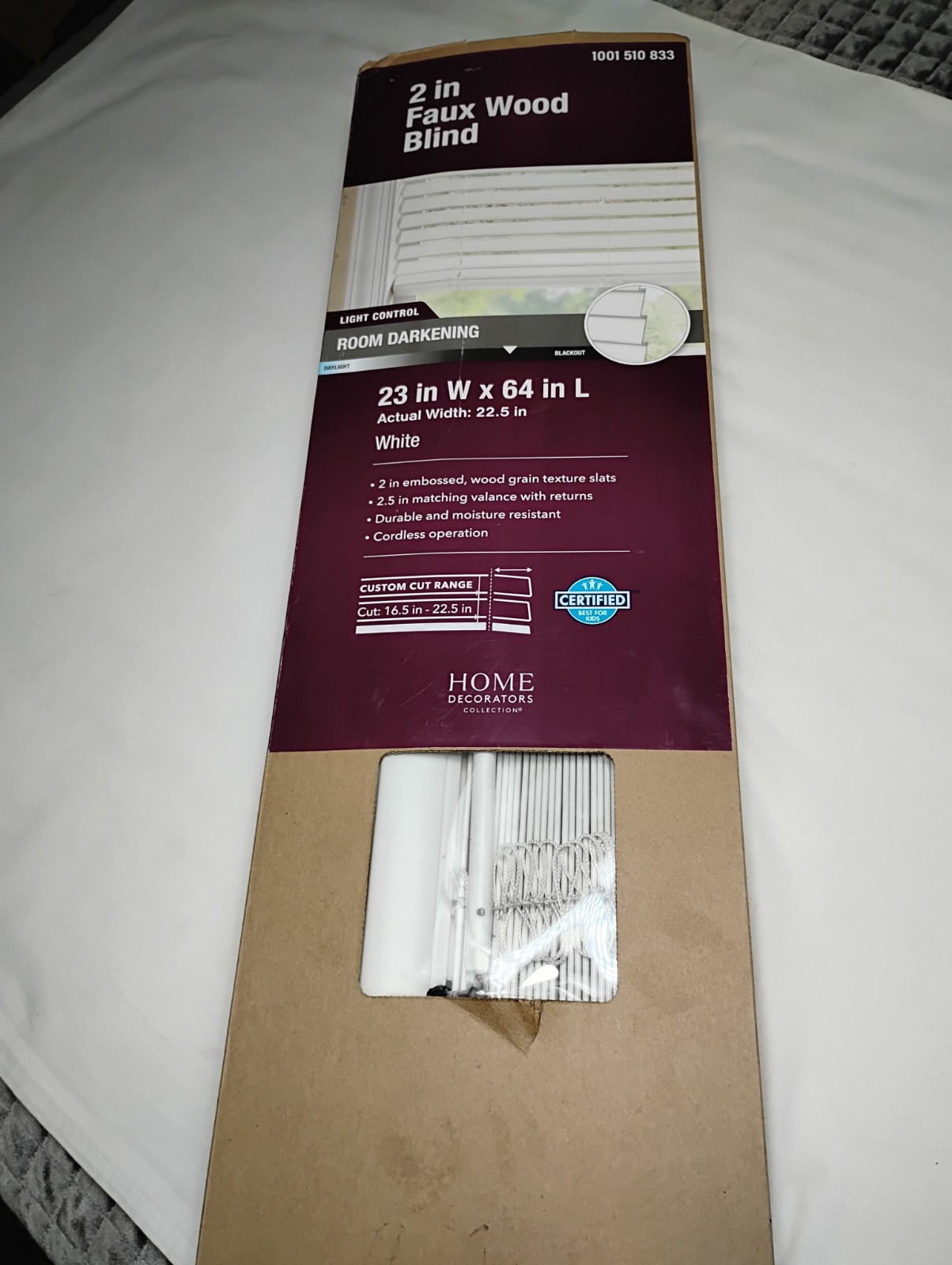 2 inch faux wood blinds white 23inch Wide 64 inch Length