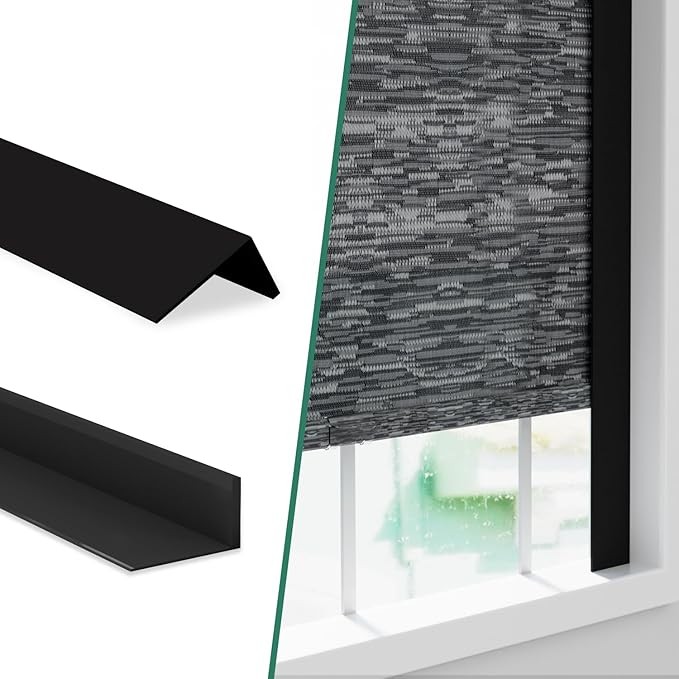 100% Blackout PVC Light Blocking Strips for Blinds Shades, Black 58″ 2PCS