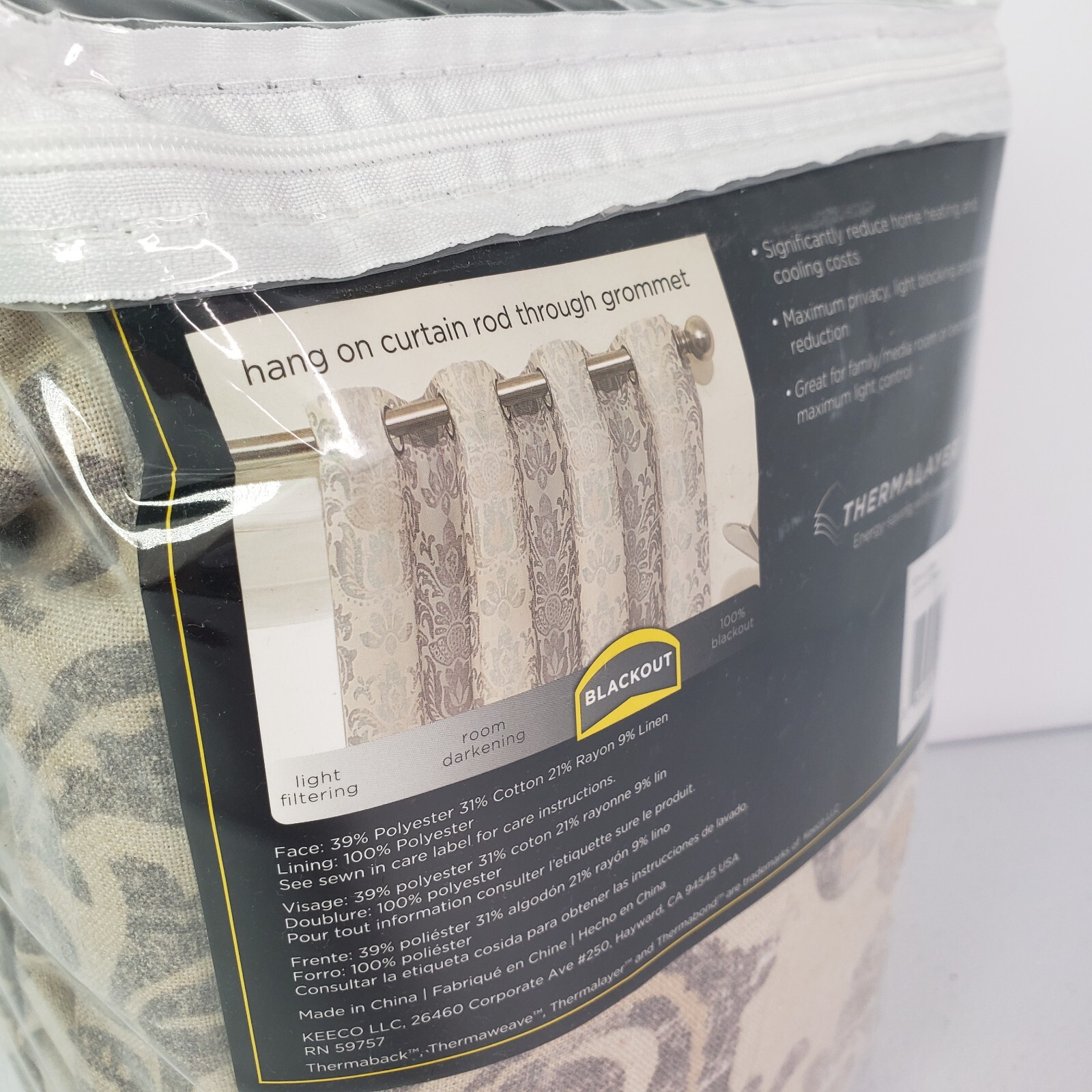 NEW Eclipse Nadya Print Blackout Window 1 Grommet Panel 52×108 Linen Thermalayer