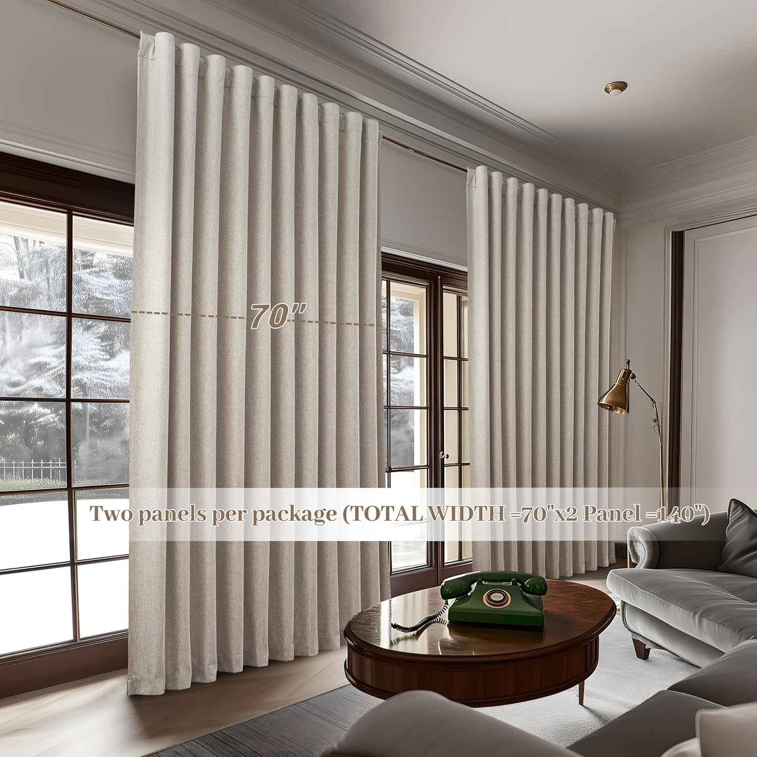 Extra Wide 70 Inch Length Blackout Curtains & Drapes 108 Inches Long 2 Panels Se