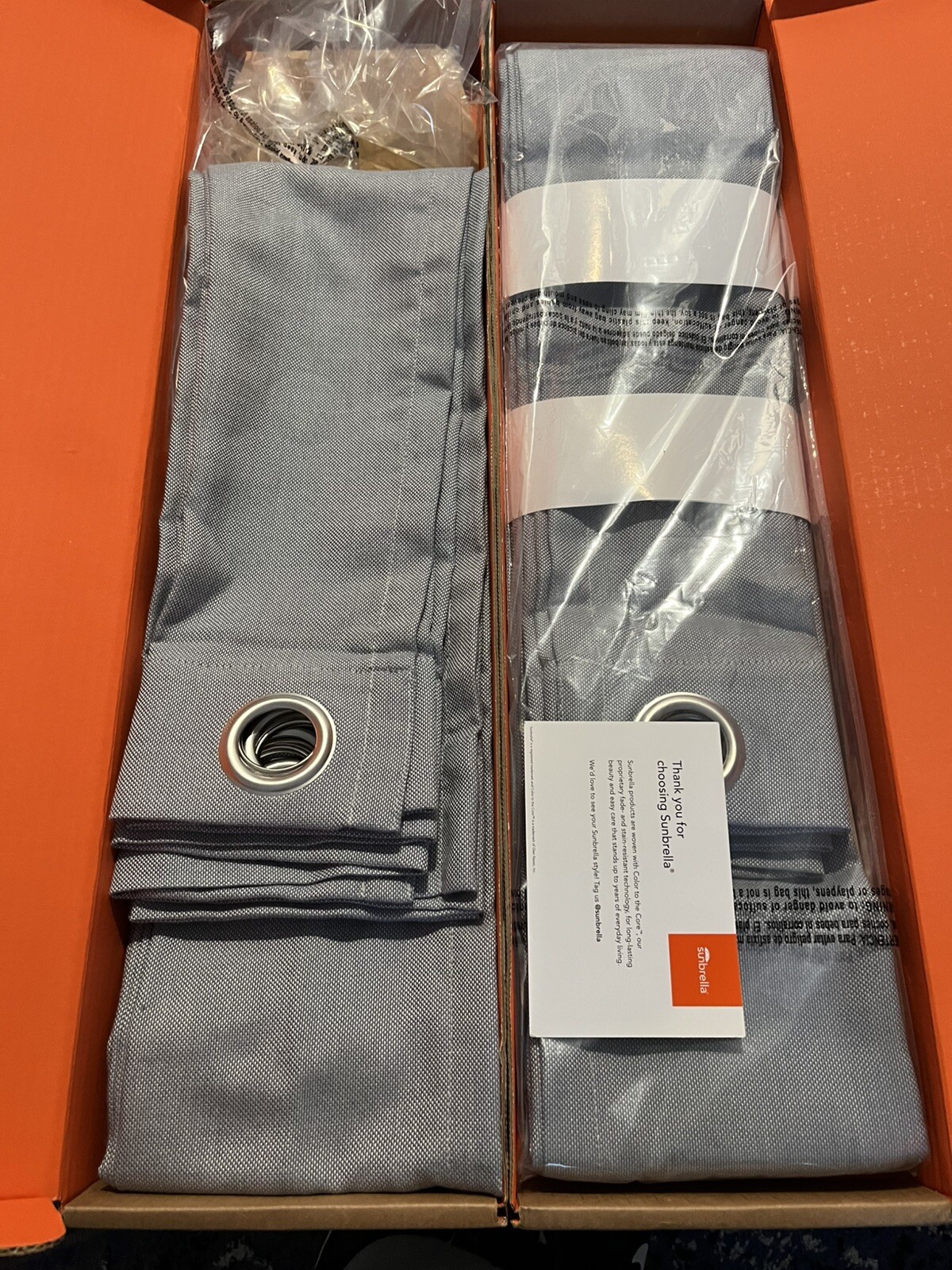 NEW Set Sunbrella Light Filtering Curtain Panels Slate Gray 84″