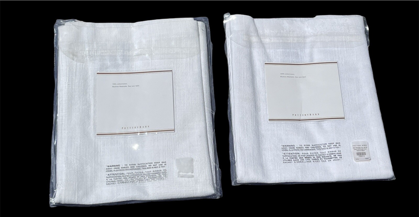 2- Foundations Casual Cotton Cafe Valance By Pottery Barn -White – 44X13in