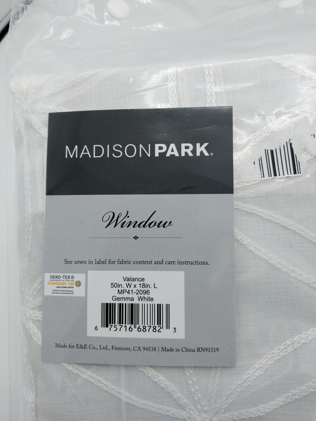 Madison Park Window Valance Gemma White 50in W x 18in L