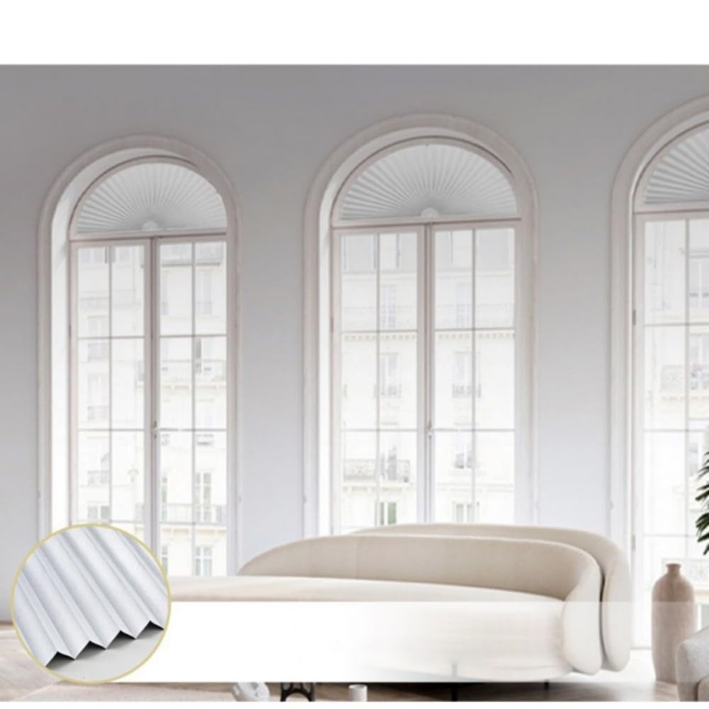 Arch Window Shade Curtains Half Circle Moon Pleated Fabric Blinds Semi Circle