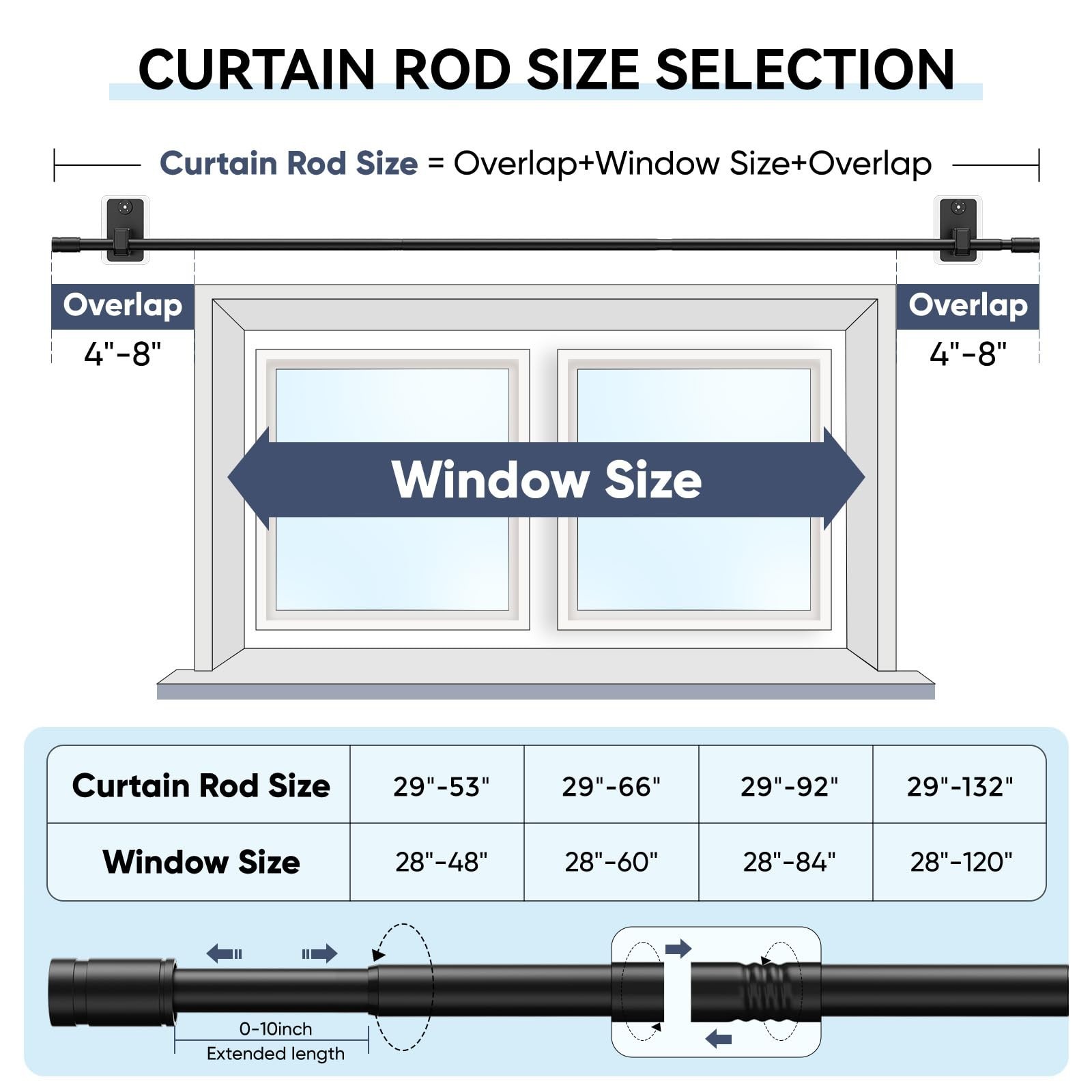 2.0 Upgraded No-Drill Curtain Rod for Windows 48 to 84 inches – Renter-Fri