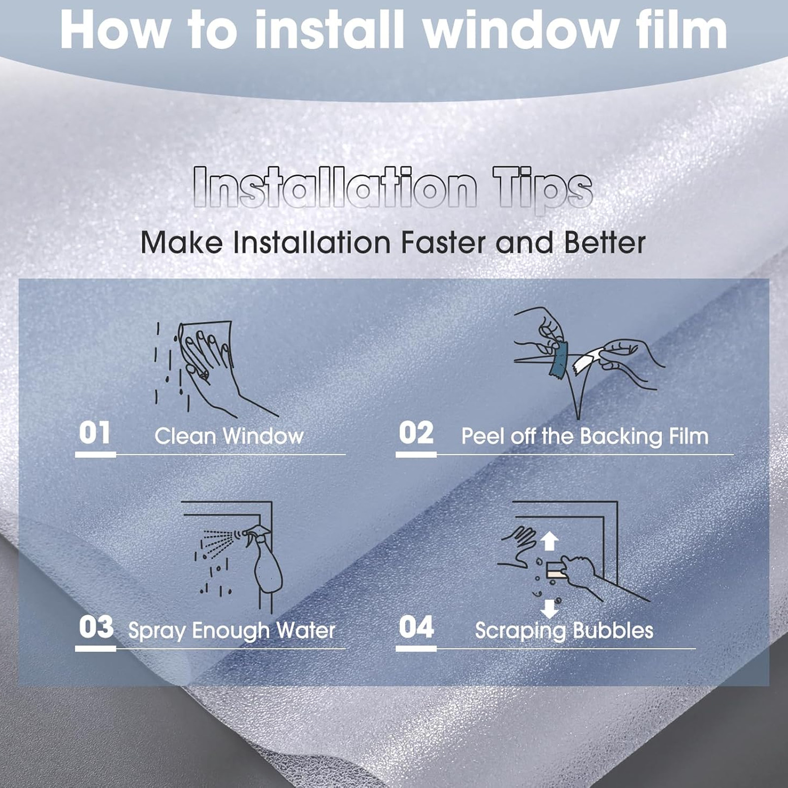 Frosted Glass Film Static Cling Office Bedroom Bathroom Home Window Tint