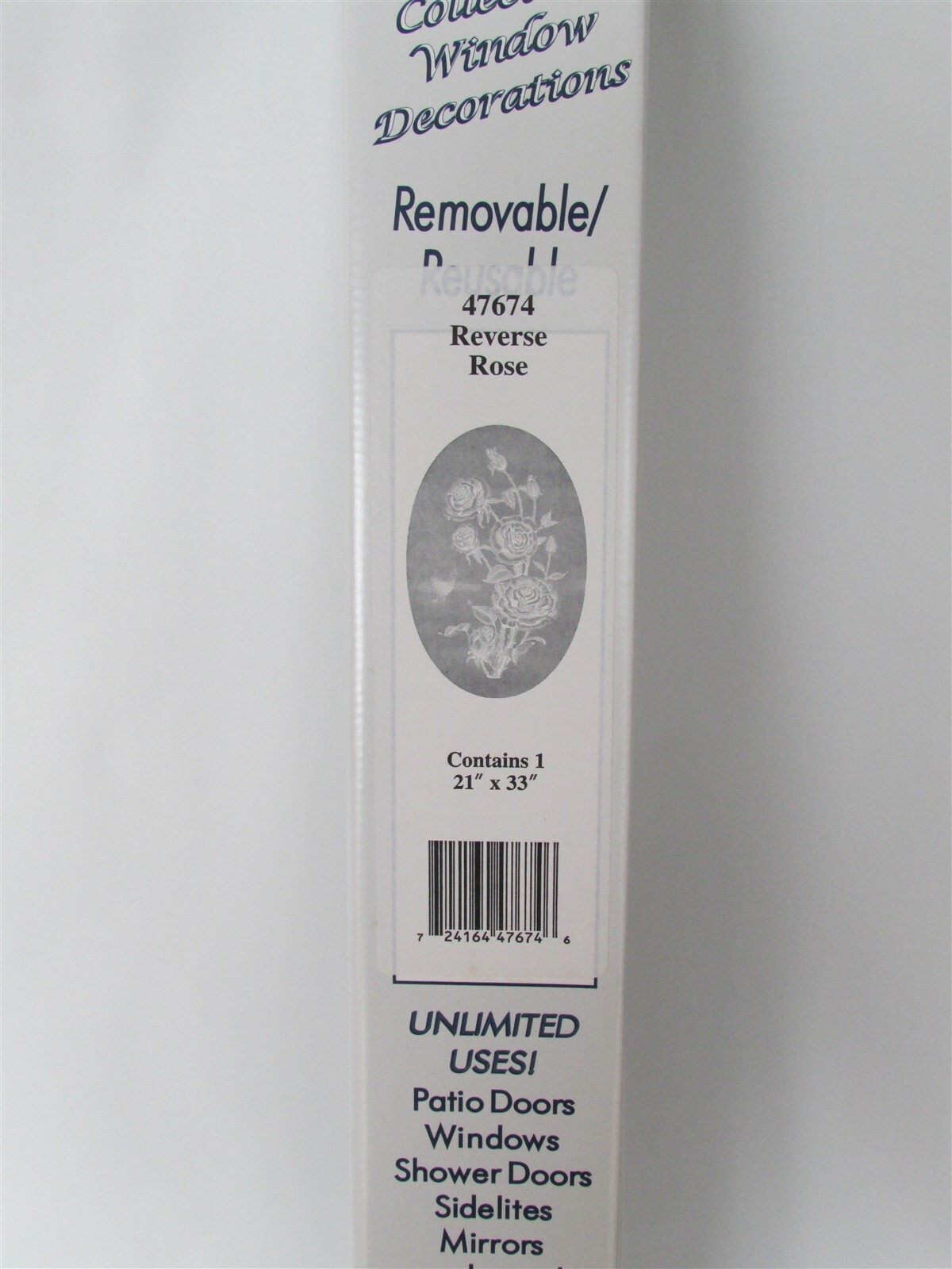 Reverse ROSE Static Cling Window Film Oval Vinyl Decal Reusable 21×33″