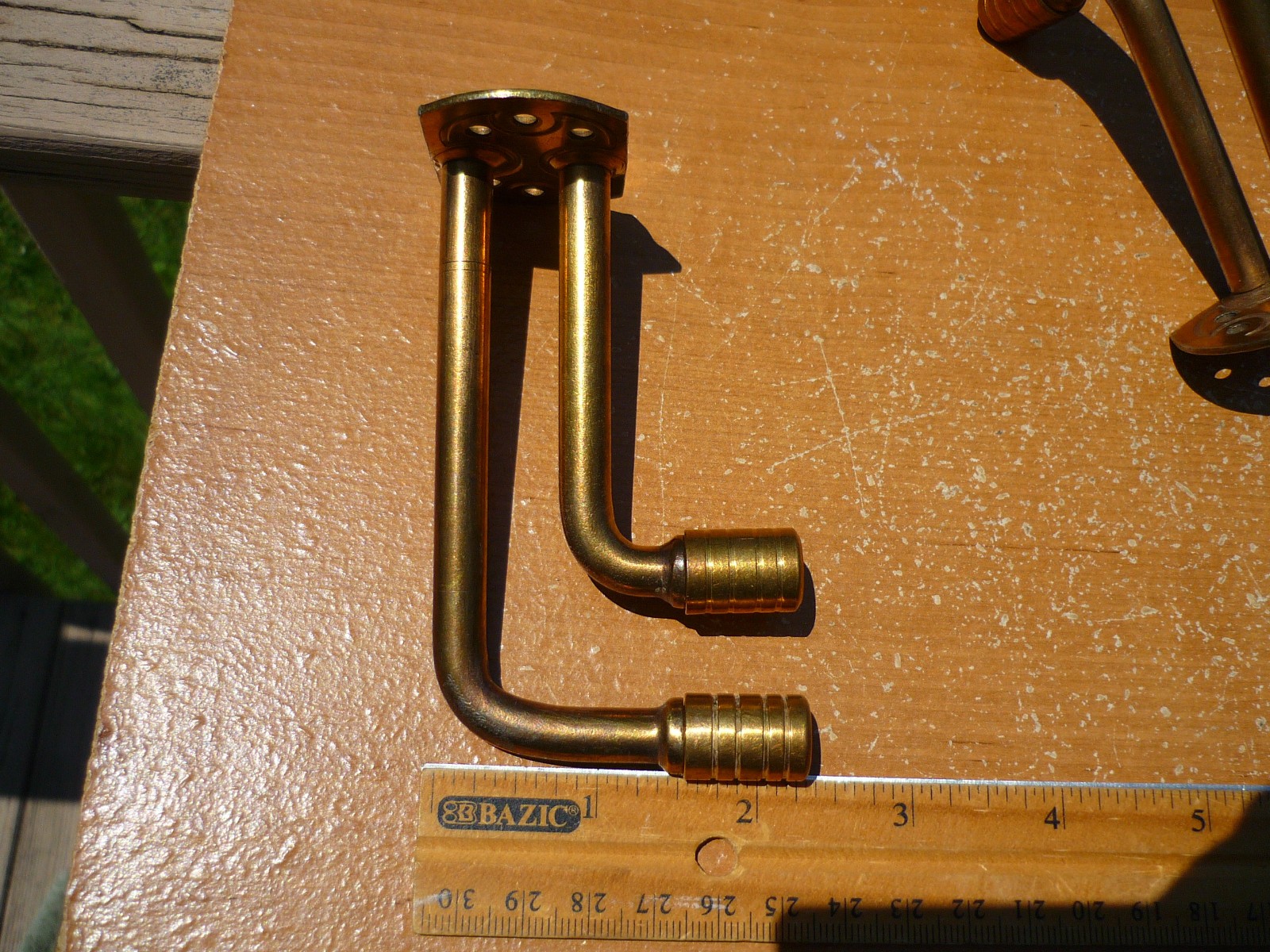 (2) Vintage Brass Finished 2-1/2″ + 3-1/2″ Double Goose Neck Cafe Rod Brackets