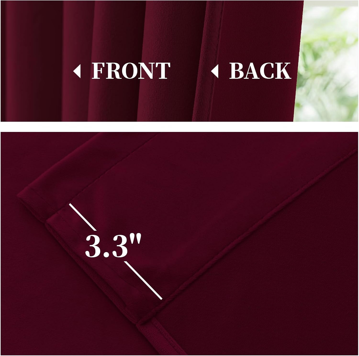 Velvet Curtains 84 Inches 2 Panels – Luxury Room Darkening Wine Red Curtains for