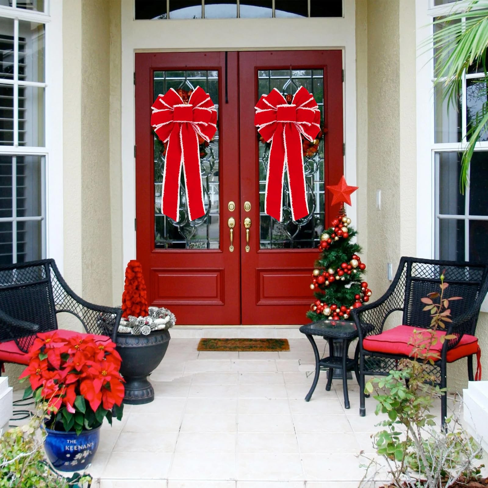 Large Christmas Bows 10.5X20.5 Red Velvet Tree Topper Wreath Holiday 1 Pack