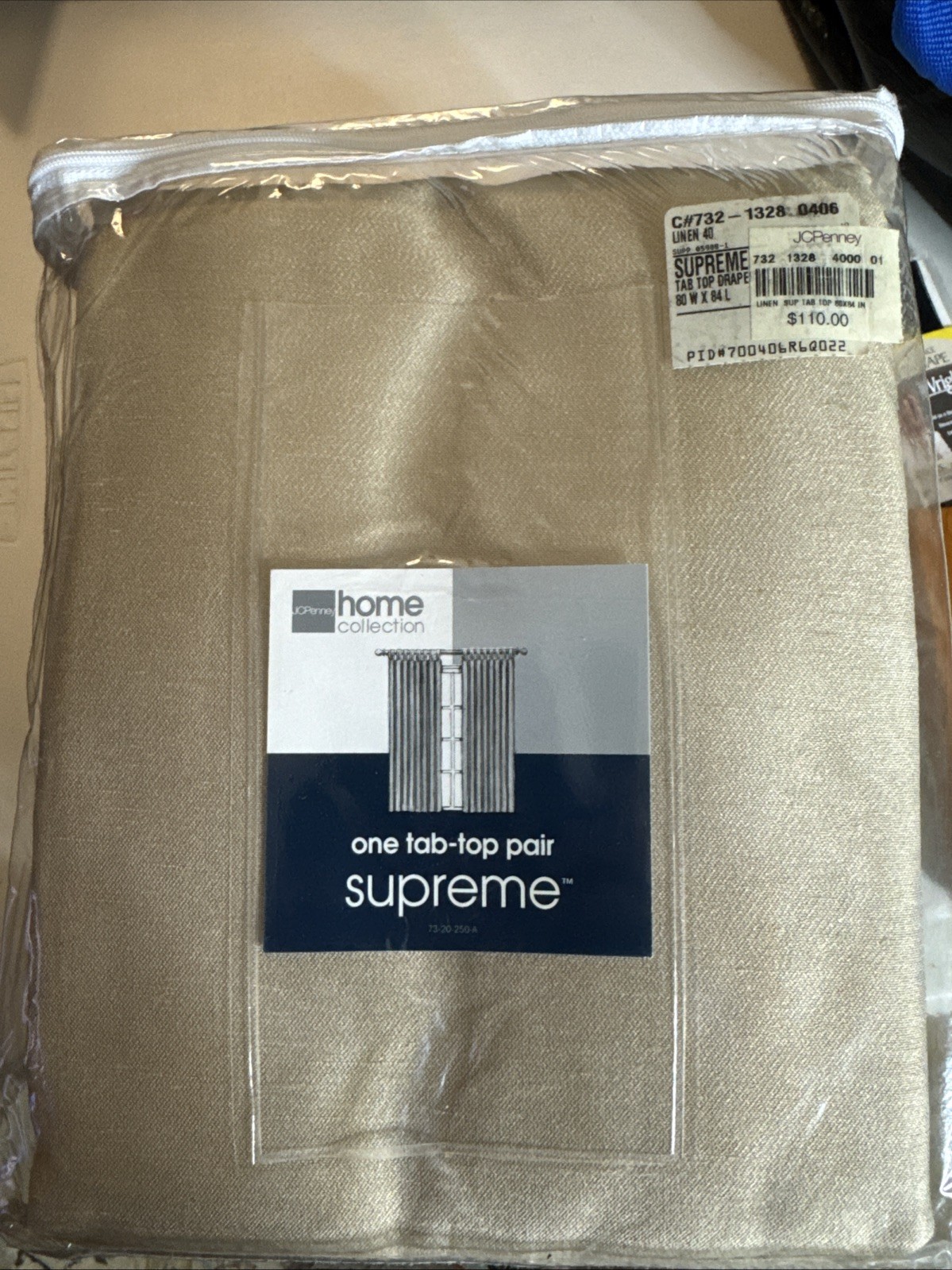 New JC PENNEY Home Collection Supreme One Tab-Top Pair Linen W80x84L 2004
