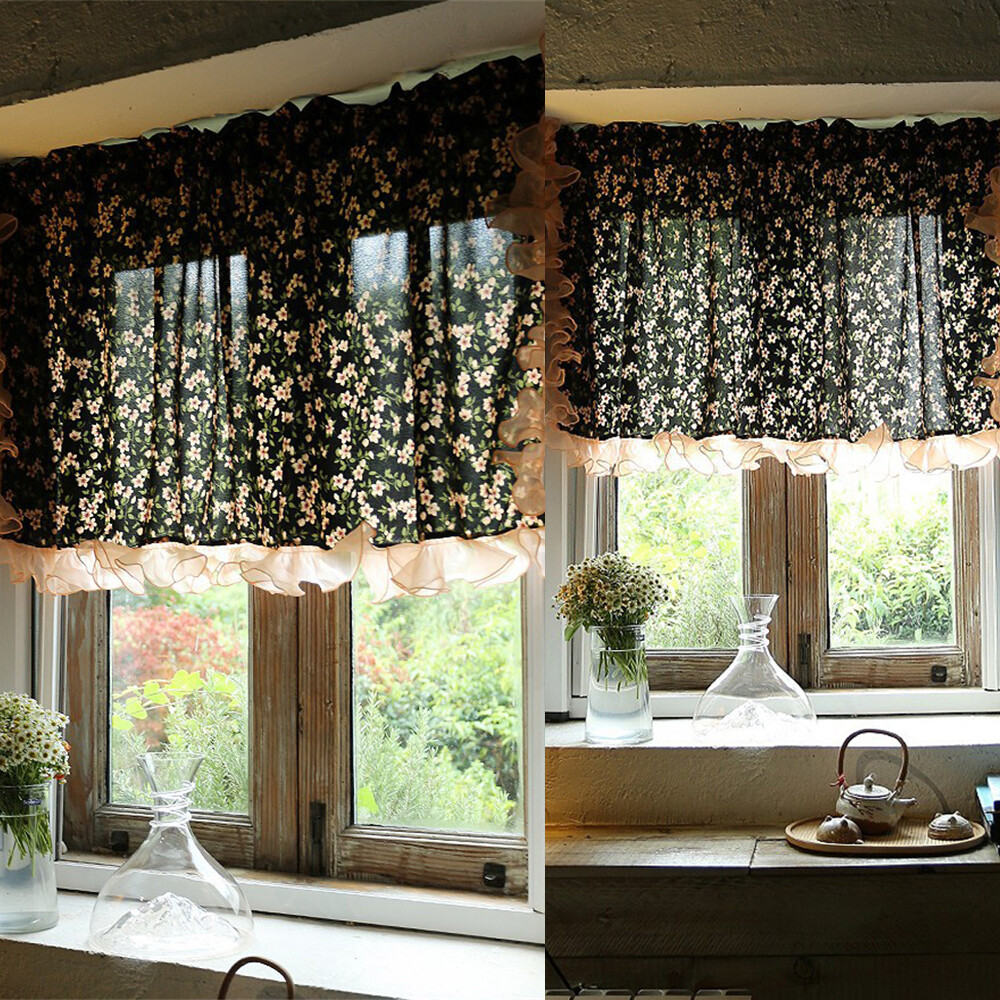 Ruffles Floral Modern Short Curtain Window Kitchen Valance Drape Home Decor 1PC