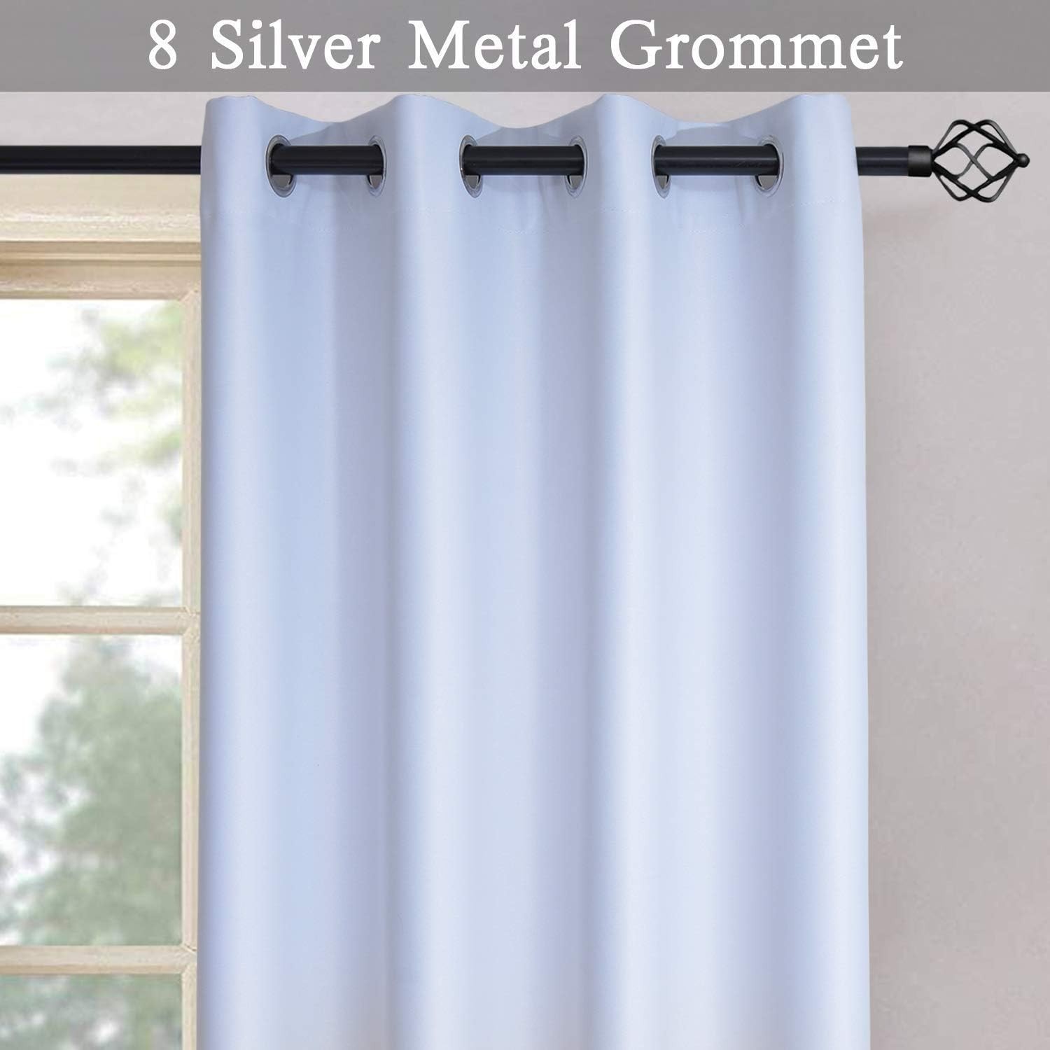 Ombre Gradient Black White to Gray Curtains for Bedroom,52Wx84L
