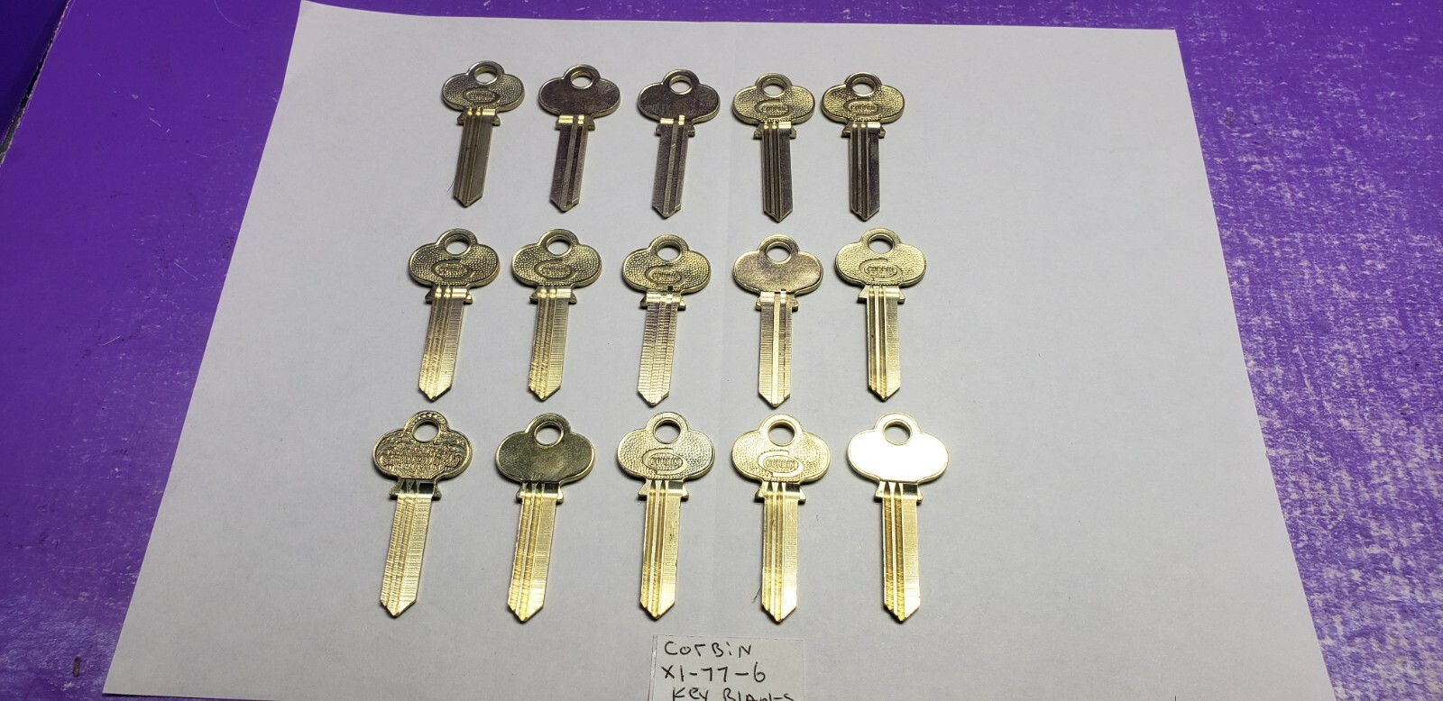 15 ASSORTED CORBIN X1-77-6 LOCKSMITH ORIGINAL CORBIN KEY BLANKS NEW OLD STOCK