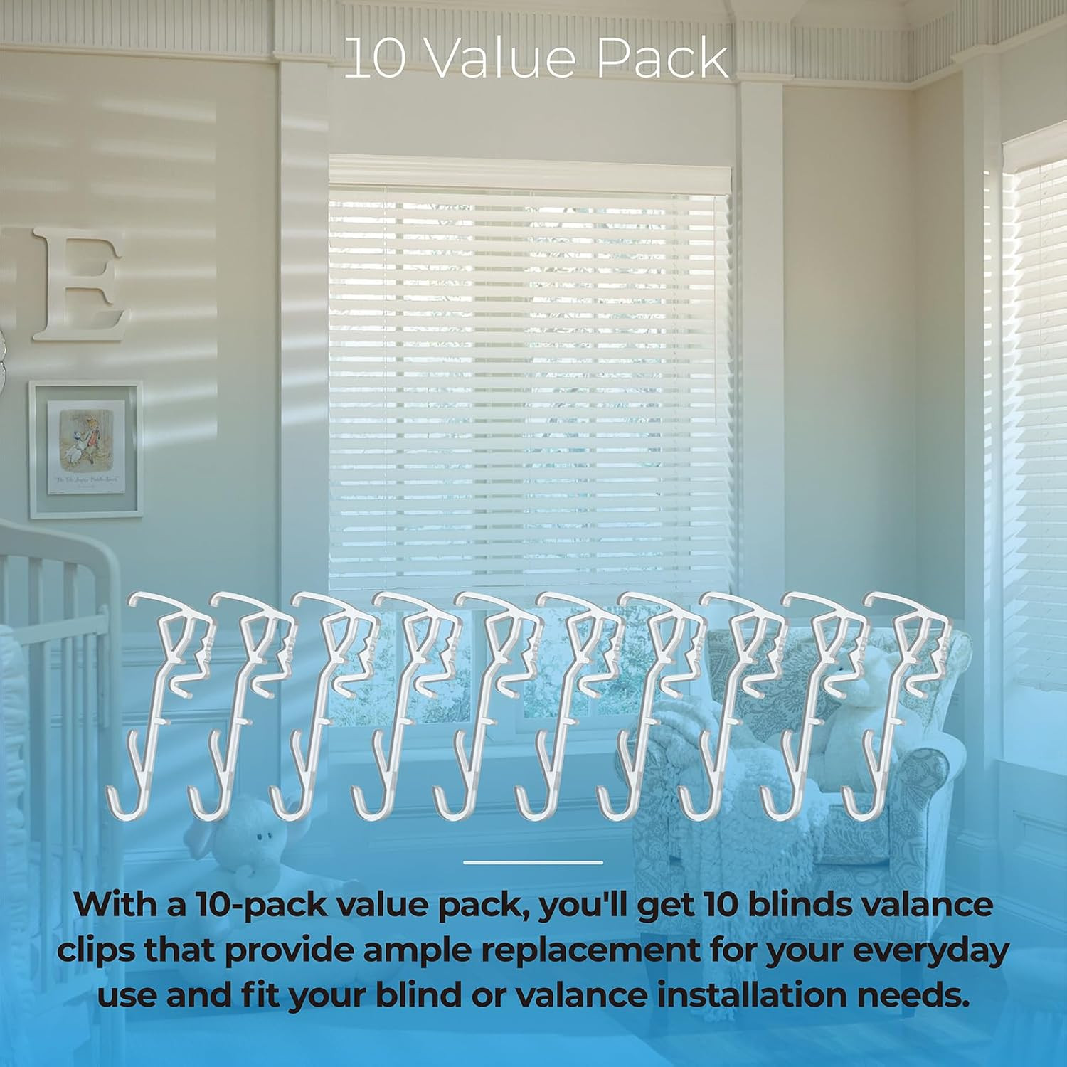 10 Pcs Valance Clips for Blinds Compatible with Hunter Douglas, 2.5 Inch Horizon
