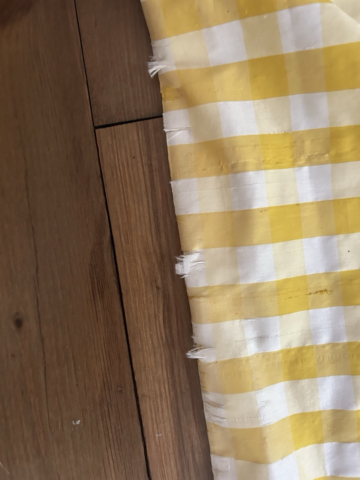 Pair Decorator Custom Made Striped Check Silk Taffeta Tassel Trim Lined