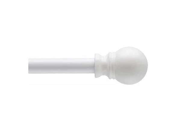 Kenney Davenport Ball End Decorative Curtain Rod White 48-86″ FREE SHIP!