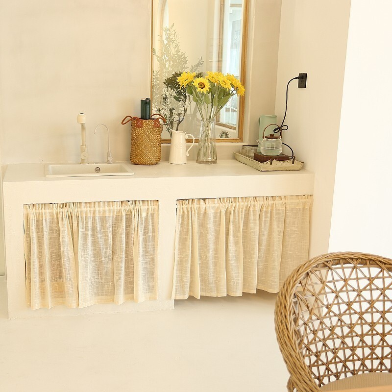 Beige semi-blackout coffee window screen