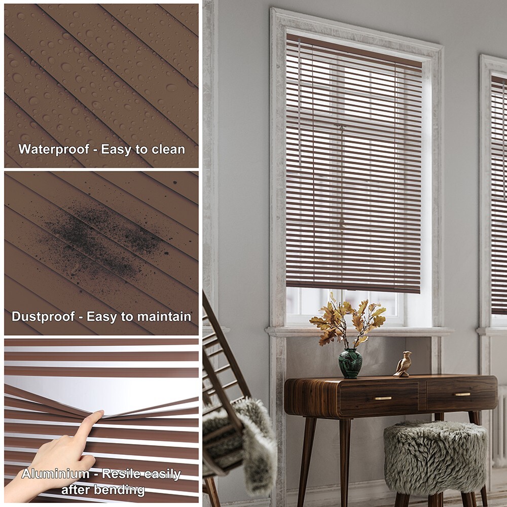 LUCKUP Cordless Mini Blinds Aluminum Venetian Blind Horizontal Window Shades