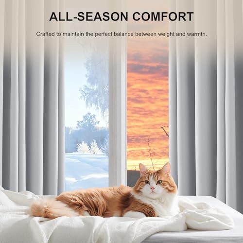 100% Blackout Curtains 96 inches, Rod 52″W x 96″L (Pack of 2) Greyish White