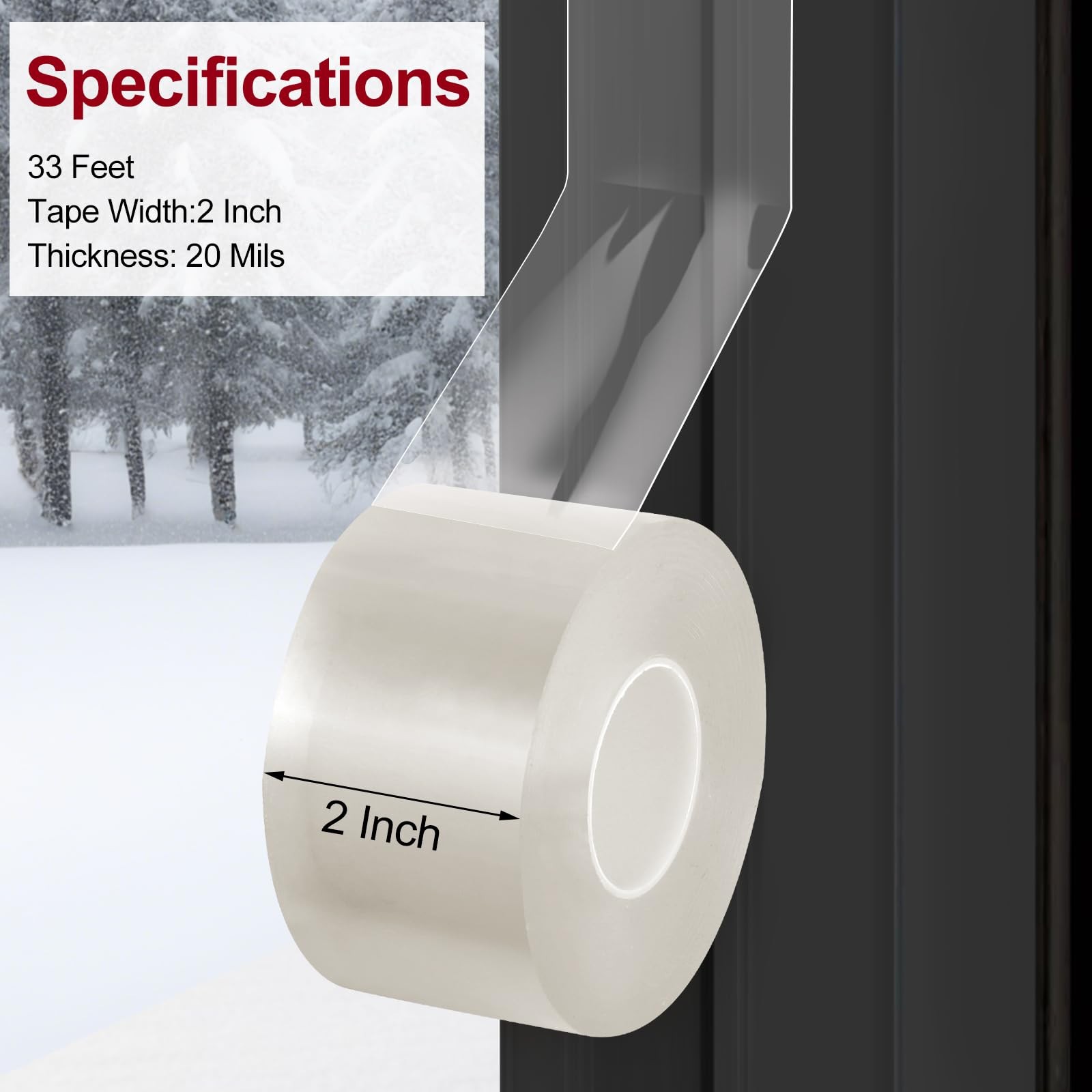 Litaibai Transparent Window Weather Sealing Tape – 2-Inch 2 In x 33 Ft, Clear