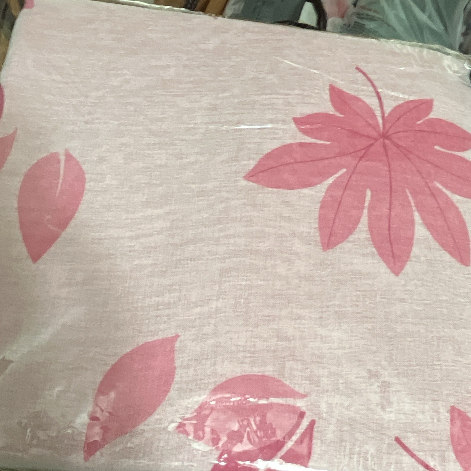 Home Fashion Pink/White Sheer Floral Curtain & Pelmet Set 53×84 Rod Pocket