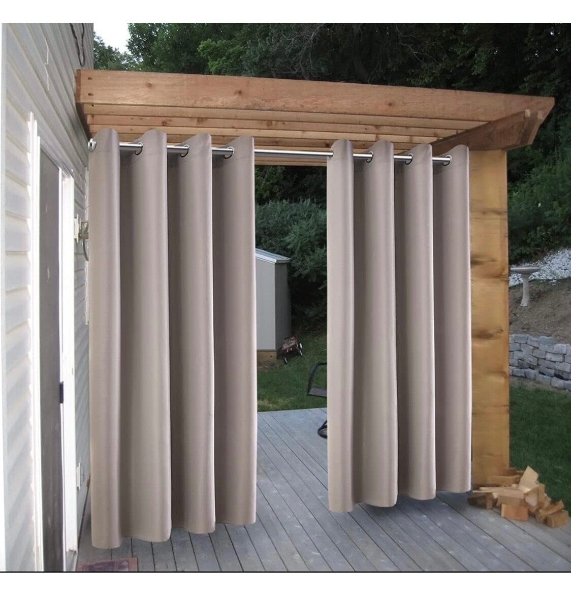 Set of 3 Cross Land waterproof outdoor curtain panels 54″ wide x 84″ Long NEW