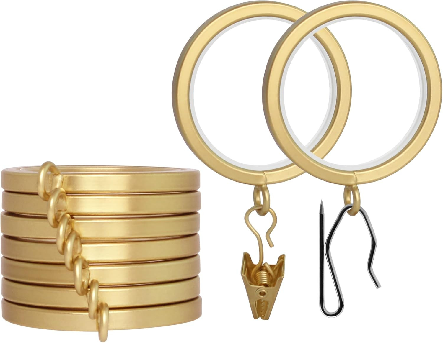 ® Luxury Curtain Rings – Premium Metal with Quiet, Smooth, Removable Nylon Inser