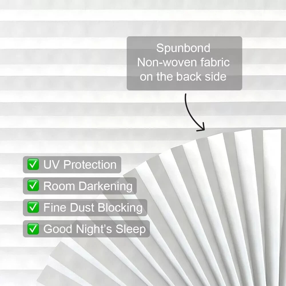 Pleated Fabric Shades, Temporary Window Blinds, No Drilling Self Adhesive Blind*