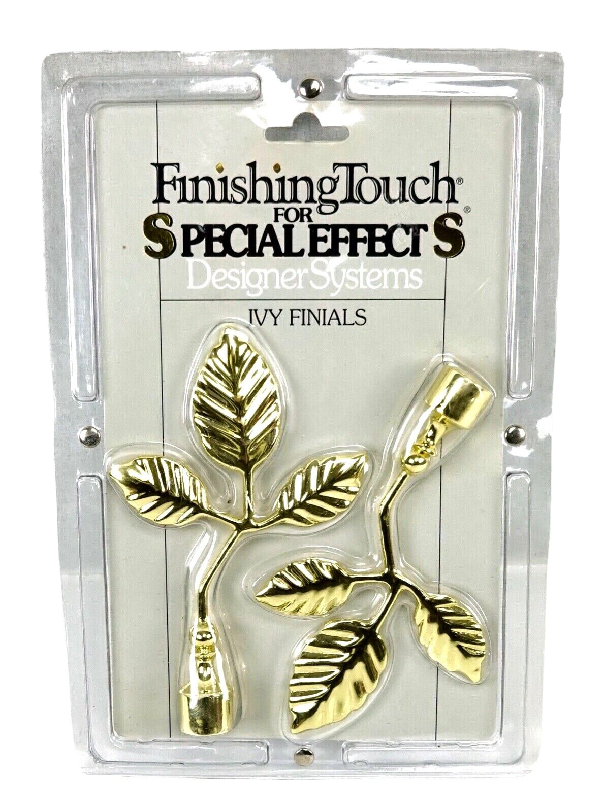 Vtg 1995 Finishing Touch for Special Effects Ivy Curtain Rod Finials Gold Tone