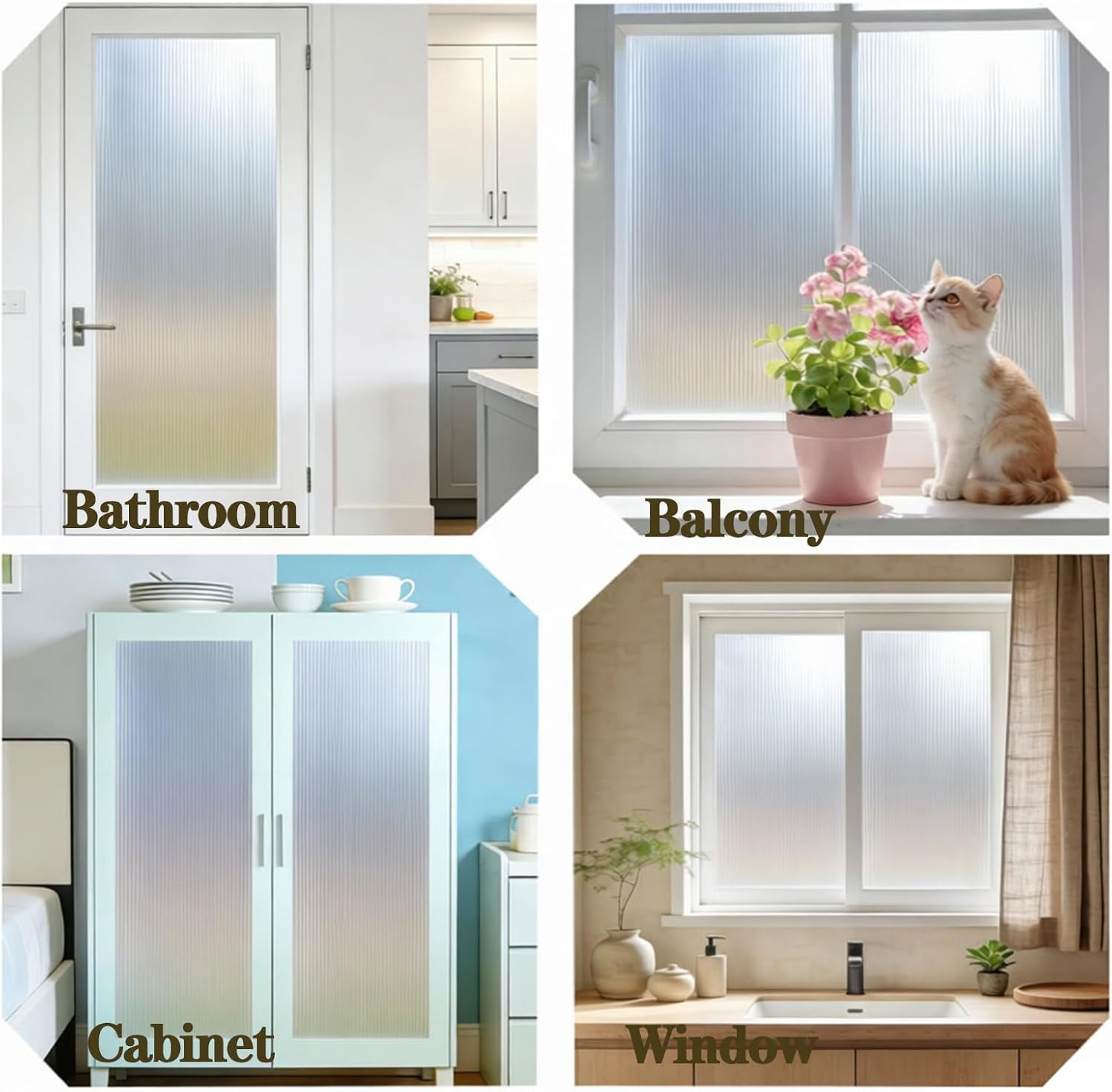 Reeded Glass Privacy Film Frosted Window Cling Window Privacy Film 3D Decor UV B
