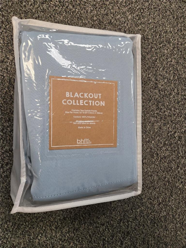 = Best Home Fashion Blackout Curtain Panels 52″ x 63″ 2 Pc St Sky Blue Polyester